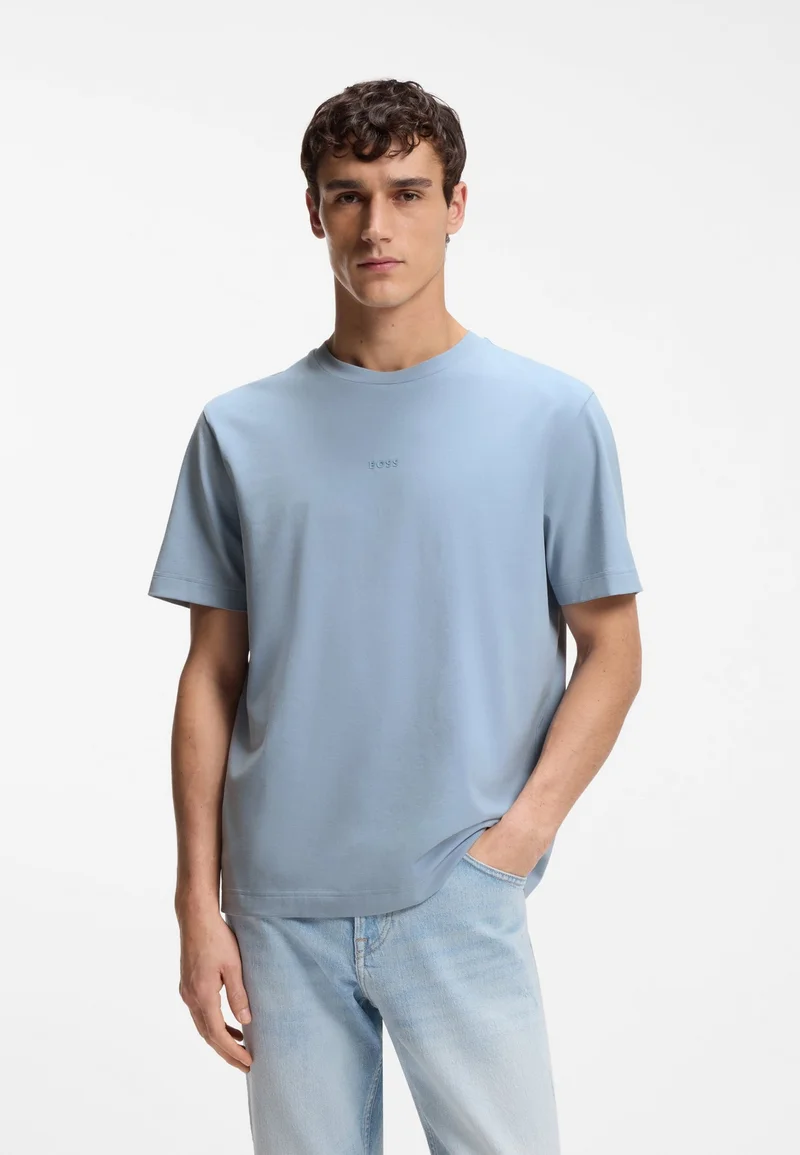 BOSS Stretch-cotton T-shirt with contrast logo